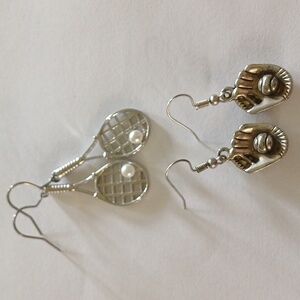 Tennis and baseball earrings
